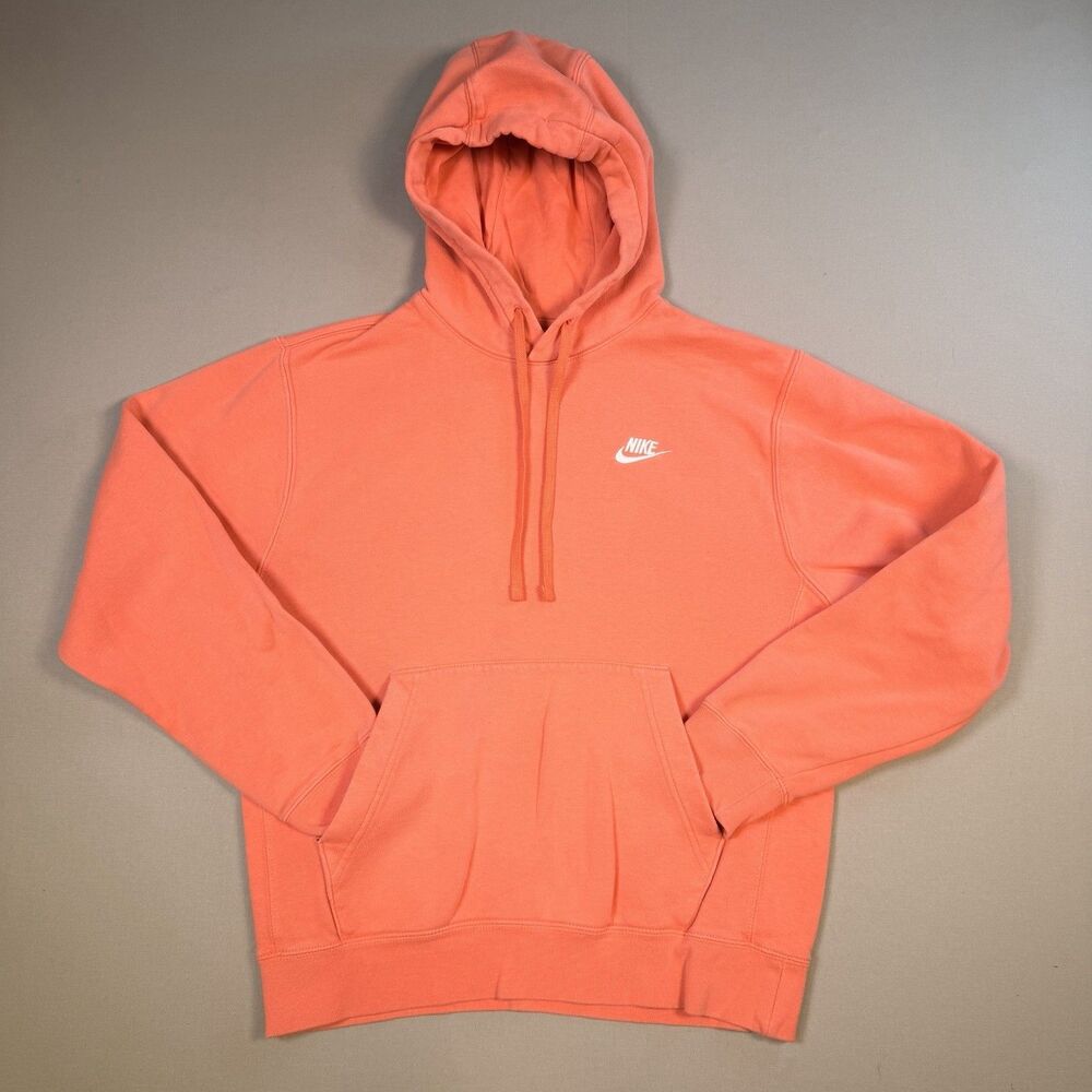 Nike Women's Pink Cotton Blend Pullover Hoodie Sweatshirt S Hooded Logo Pockets